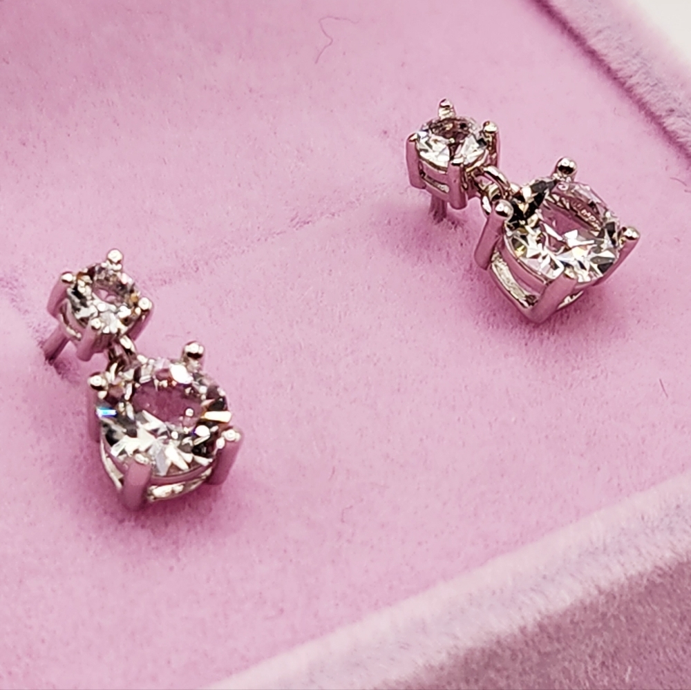 Dual Crystal 925 Silver earrings